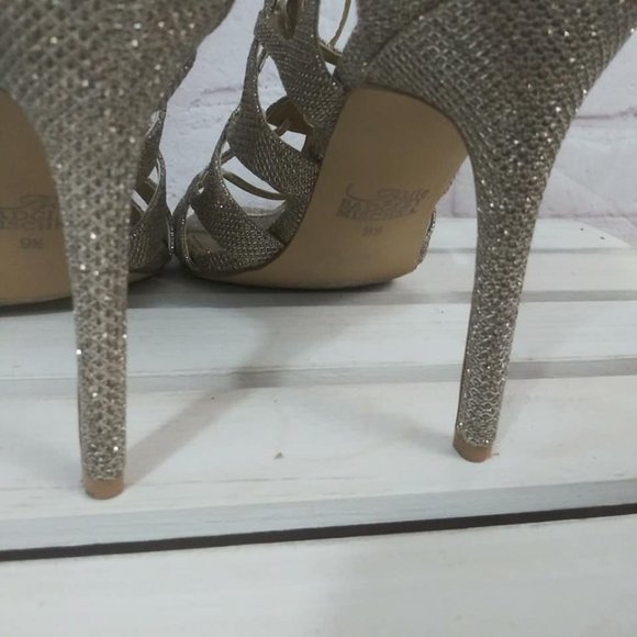 Belle Badgley Mischka Gold Shimmer Stiletto Sz 9.5 - Picture 7 of 10